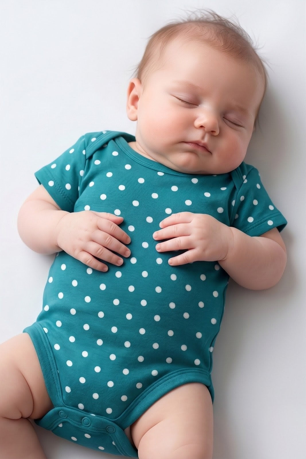 White Dotted Green Romper For Baby