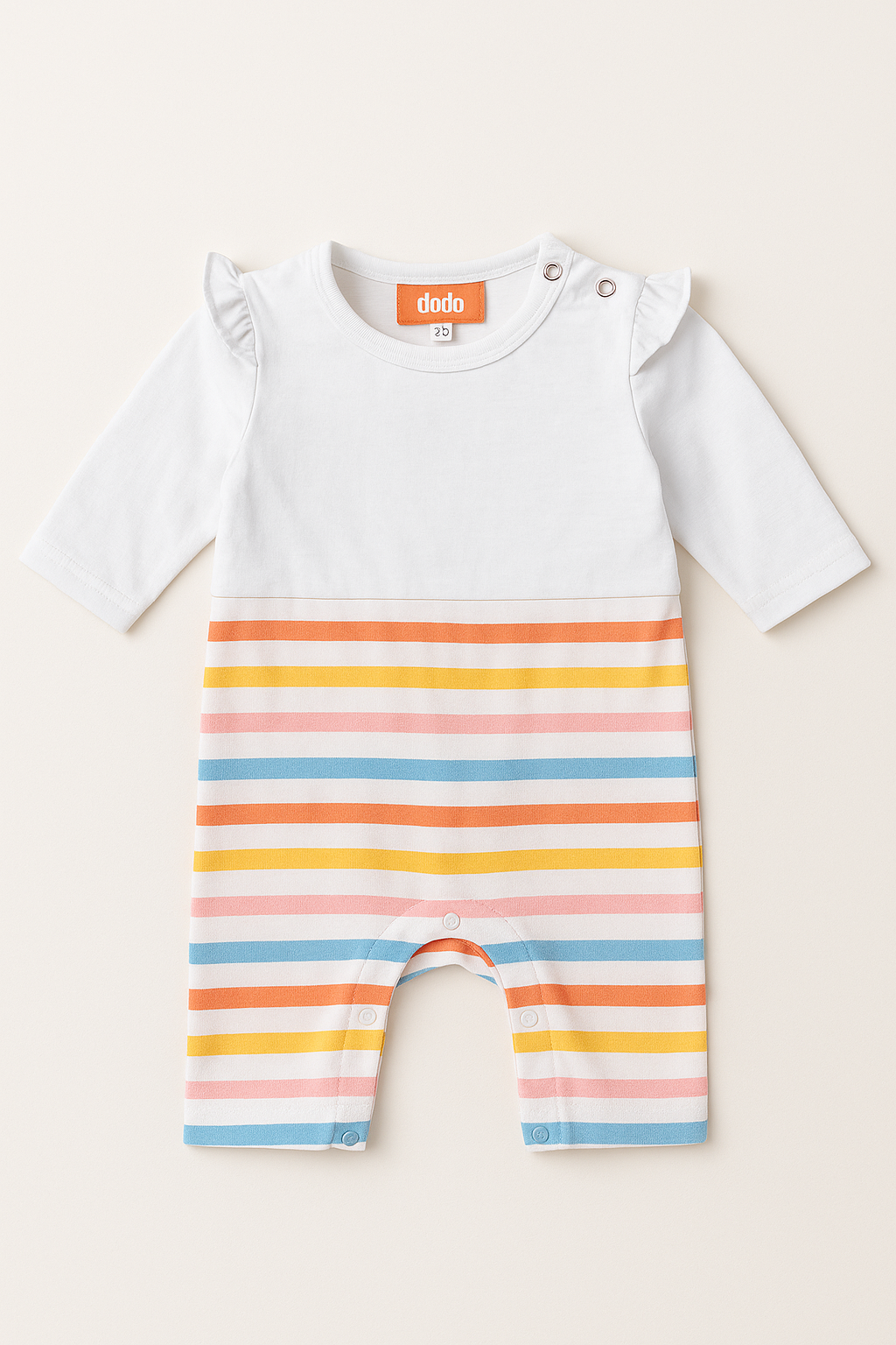 White Romper With Multi Color For Baby