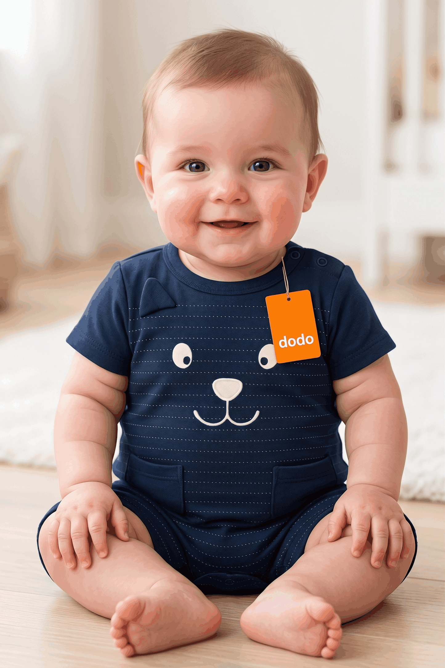 Navy Bear Romper For Baby