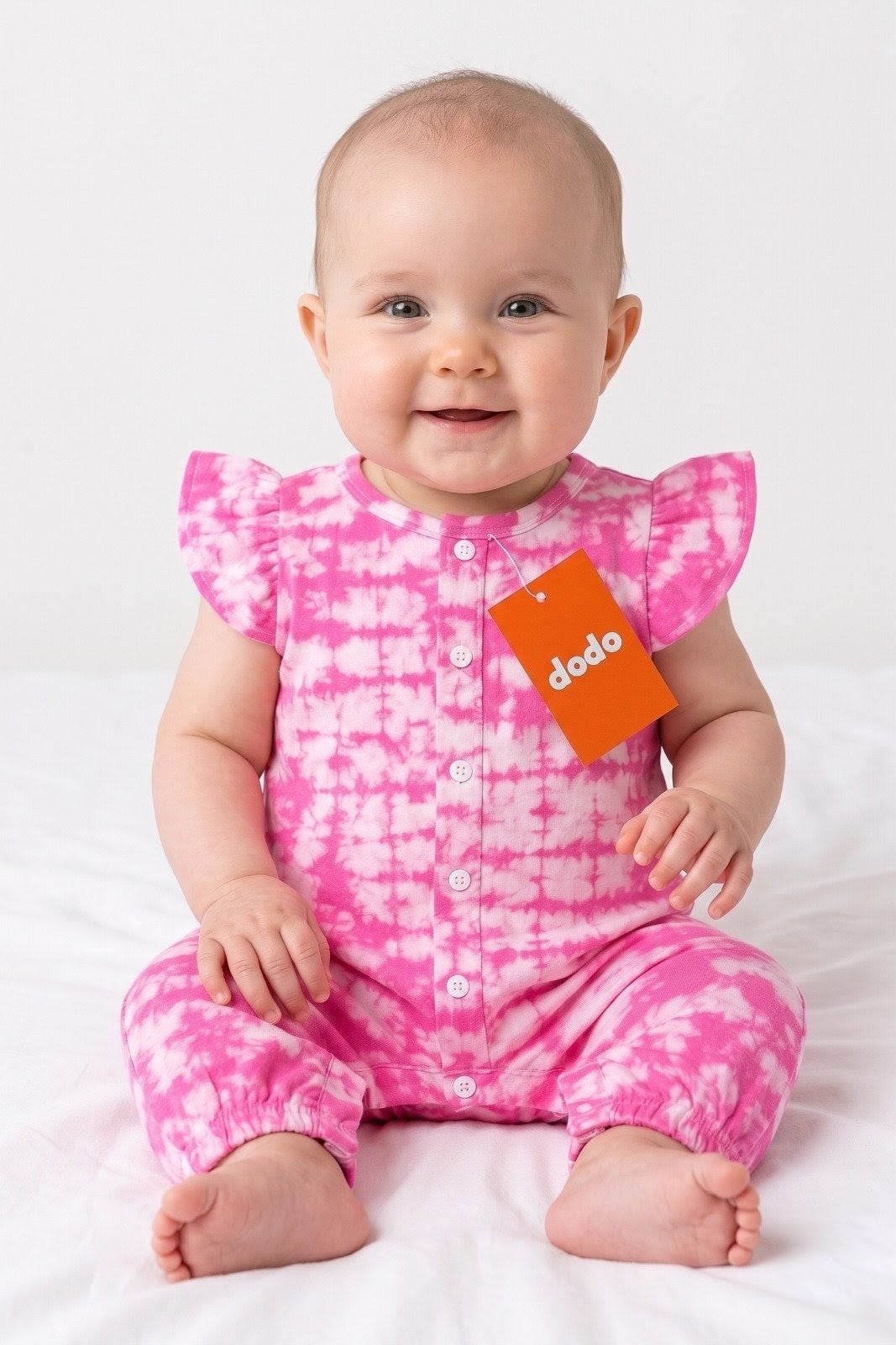 Pink Flower Printed Romper For Baby