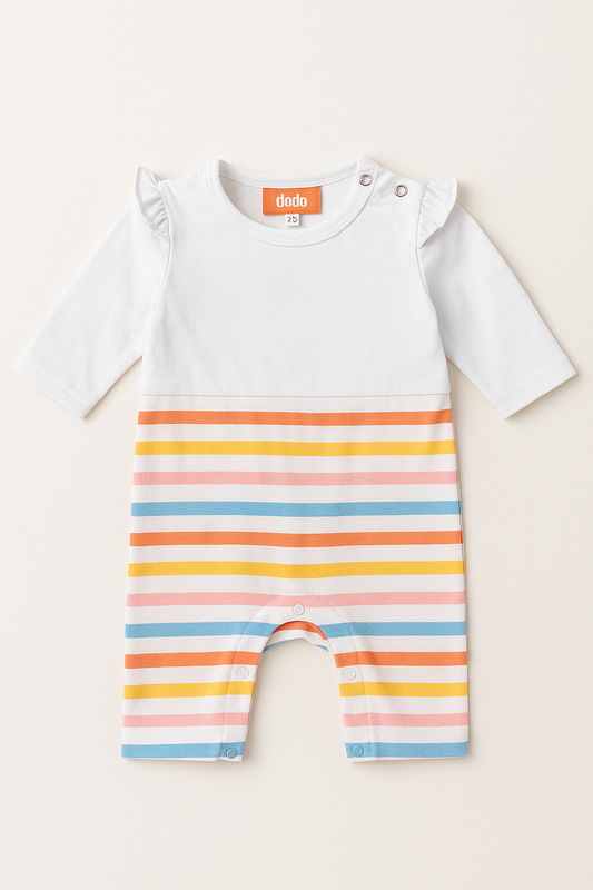 White Romper With Multi Color For Baby