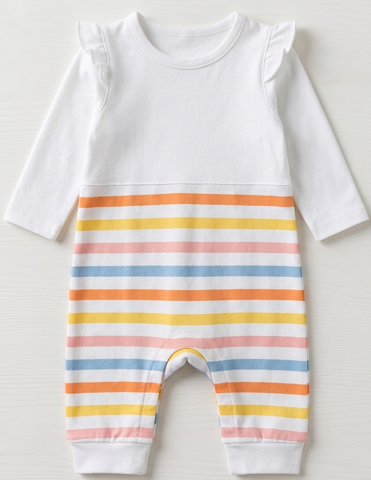 White Romper With Multi For Baby